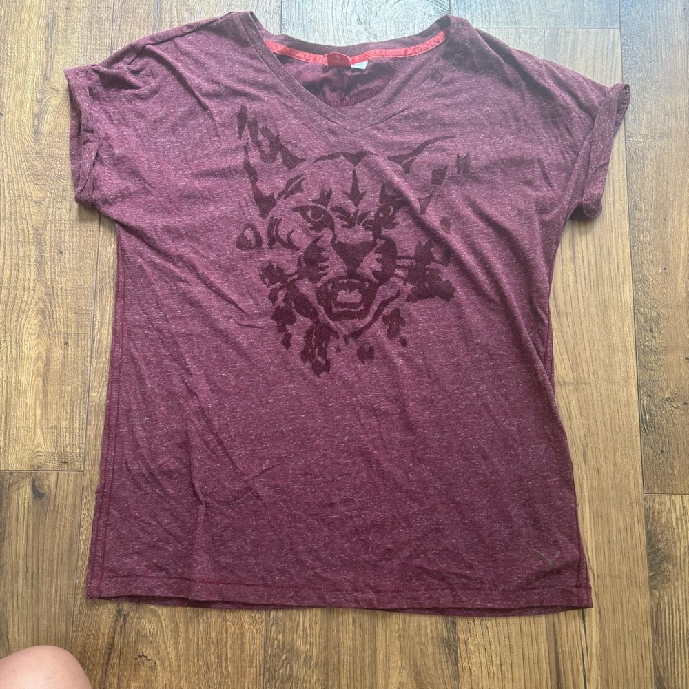 Puma Maroon Graphic Short Sleeve Tee